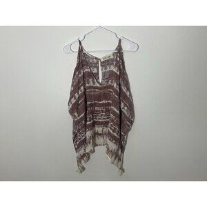 Shalom Tie Dye Beach Coverup One Size Tassels  Cold Shoulder